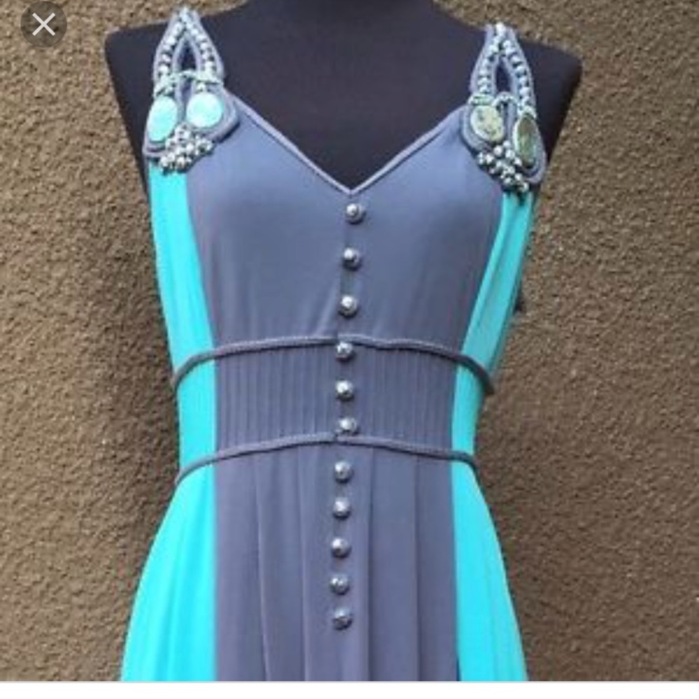 Turquoise maxi dress from Anthropologie